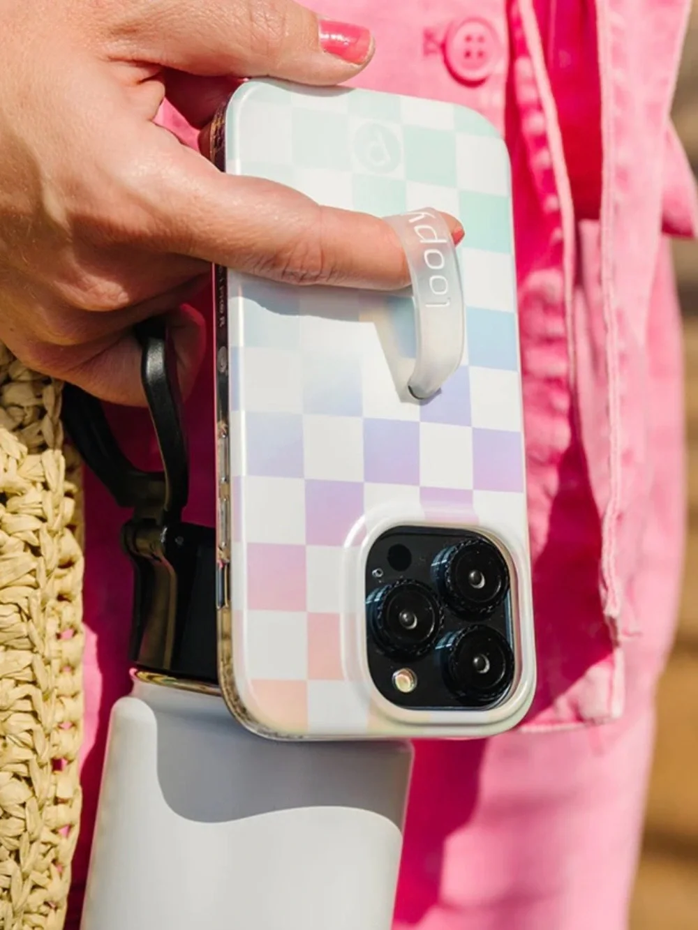 Pearl Checkered Iridescent  Loopy Case for iPhone 11/Xr